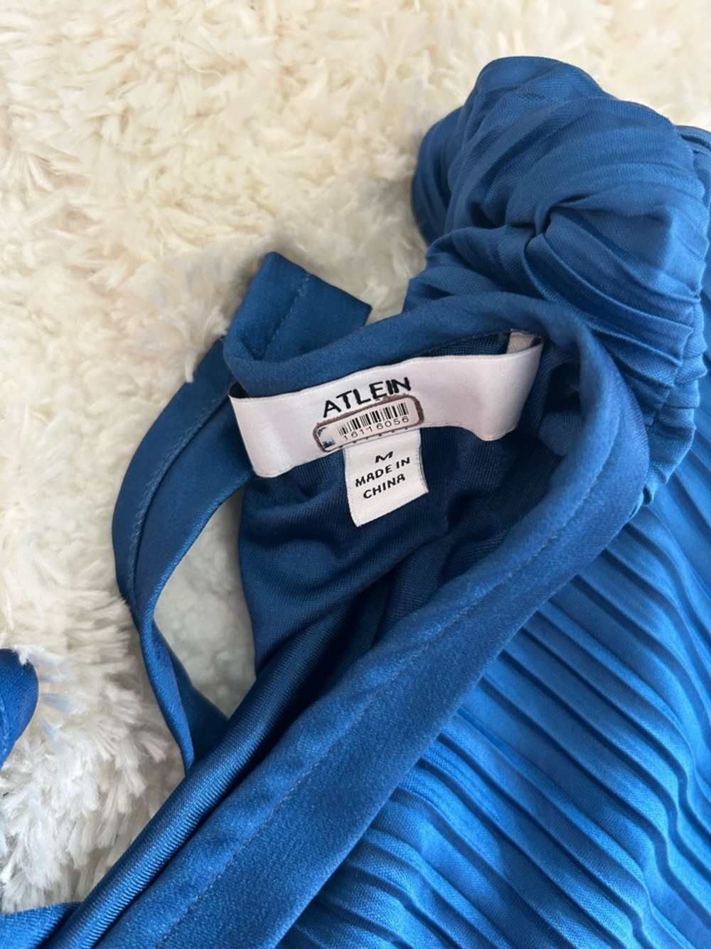 Atlein Plisse Midi Dress Sleeveless Pleated Blue - Picture 7 of 15